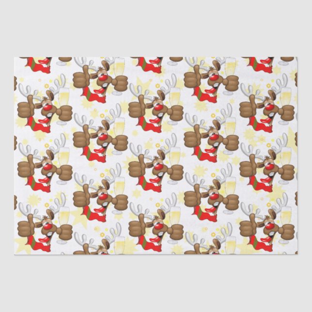 Reindeer Drunk Funny Christmas Character Tissue Paper (Front)