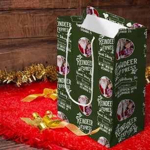 Reindeer Express from Santa Name & Photo Christmas Medium Gift Bag