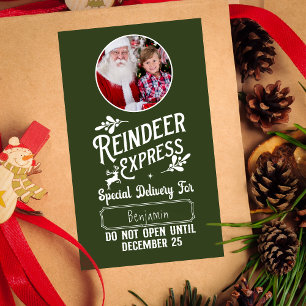 Reindeer Express from Santa Name & Photo Christmas Sticker