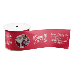 Reindeer Express from Santa Photo Christmas Red Satin Ribbon