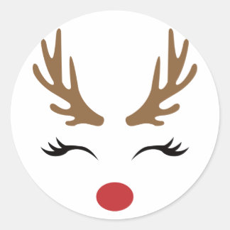 Reindeer Face Classic Round Sticker