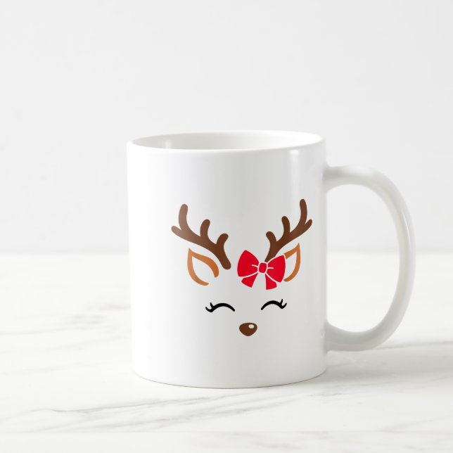 Reindeer Face Gles Christmas Costume Xmas Pajama G Coffee Mug (Right)