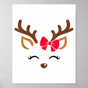 Reindeer Face Gles Christmas Costume Xmas Pajama G Poster