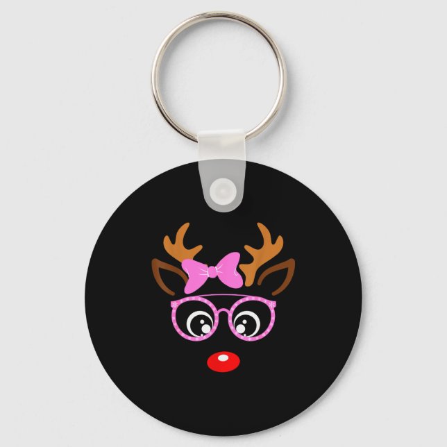 Reindeer Face Matching Family Christmas Costume Wo Keychain (Front)