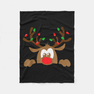 Reindeer Face Matching Family Christmas Deer Girl  Fleece Blanket