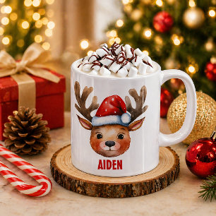 Reindeer Face Personalized Kids Mug