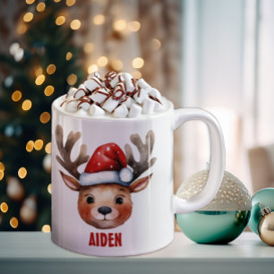 Reindeer Face Personalized Kids Mug
