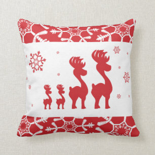 Reindeer Family Throw Pillow