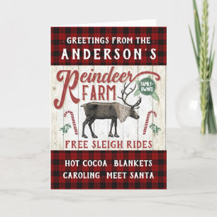 Reindeer Farm Rustic Vintage Farmhouse Holiday Card