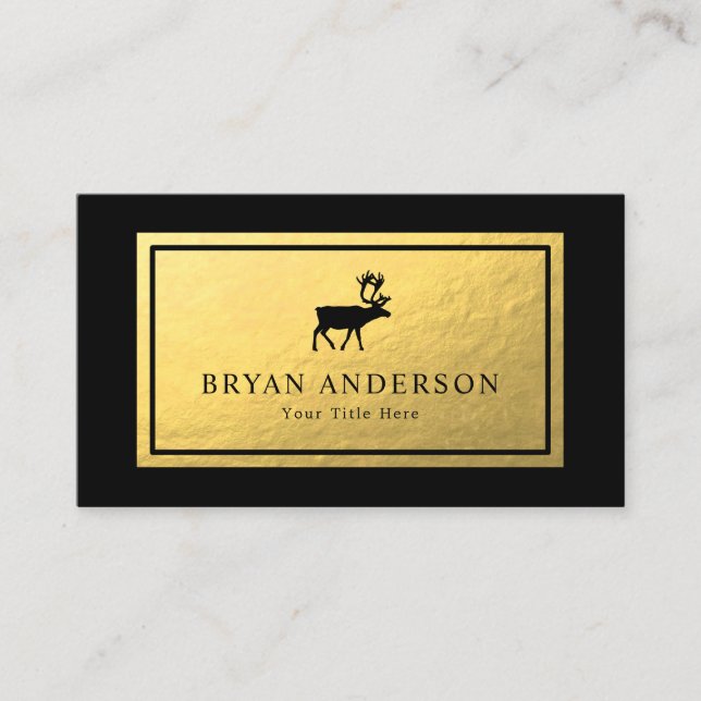 Reindeer - Faux Gold Foil Carte de visite (Devant)