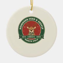 Reindeer Feed and Supply Retro Christmas Ornament