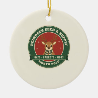Reindeer Feed and Supply Retro Christmas Ornament