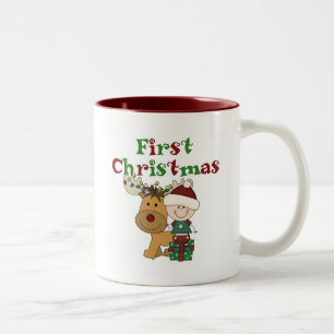 Reindeer First Christmas T-shirts and Gifts Two-Tone Coffee Mug