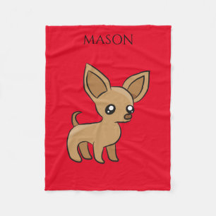 Reindeer fleece blanket in red. Personalize name.