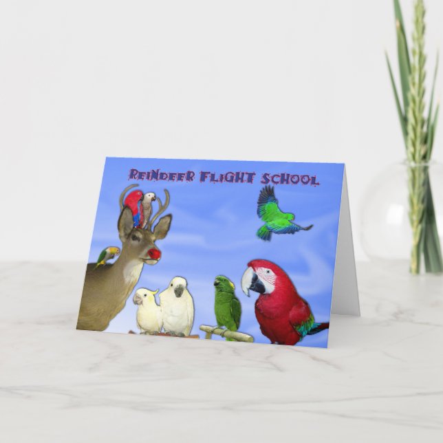 Reindeer Flight School Holiday Card (Front)