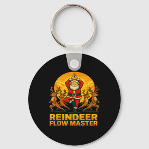 Reindeer Flow Master Yoga Santa Christmas Holiday Keychain