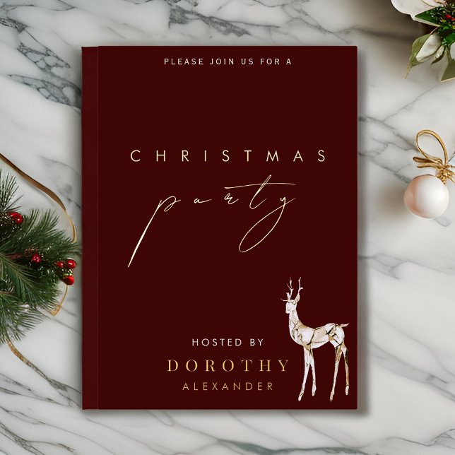 Reindeer Foil Noël Fête Invitation (Créateur téléchargé)
