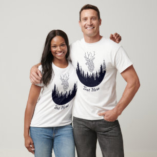Reindeer Forêt de Noël I Monogramme T-shirt