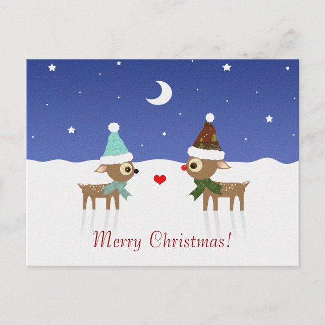 Reindeer Friends Christmas Postcard (Front)