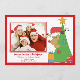 Reindeer Fun Christmas Flat Photo Card