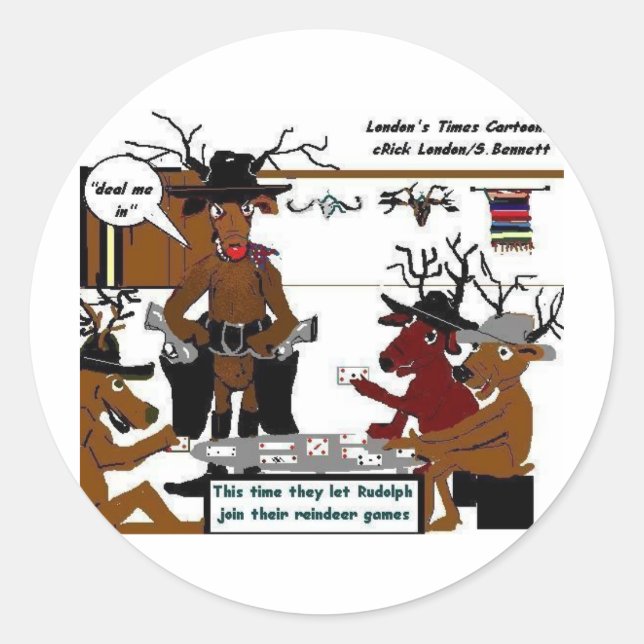Reindeer Games Funny Christmas Gifts & Tees Classic Round Sticker (Front)