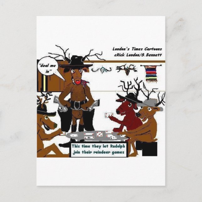 Reindeer Games Funny Christmas Gifts & Tees Holiday Postcard (Front)