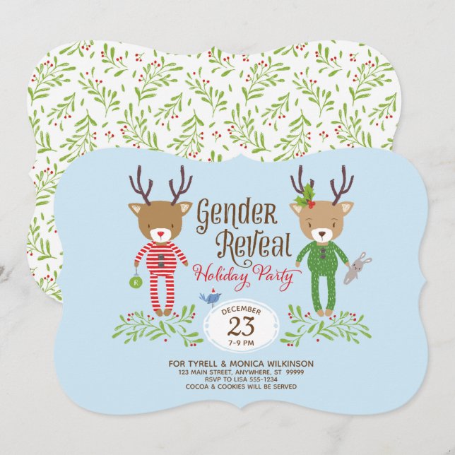 Reindeer Gender Reveal Party Invitation (Front/Back)
