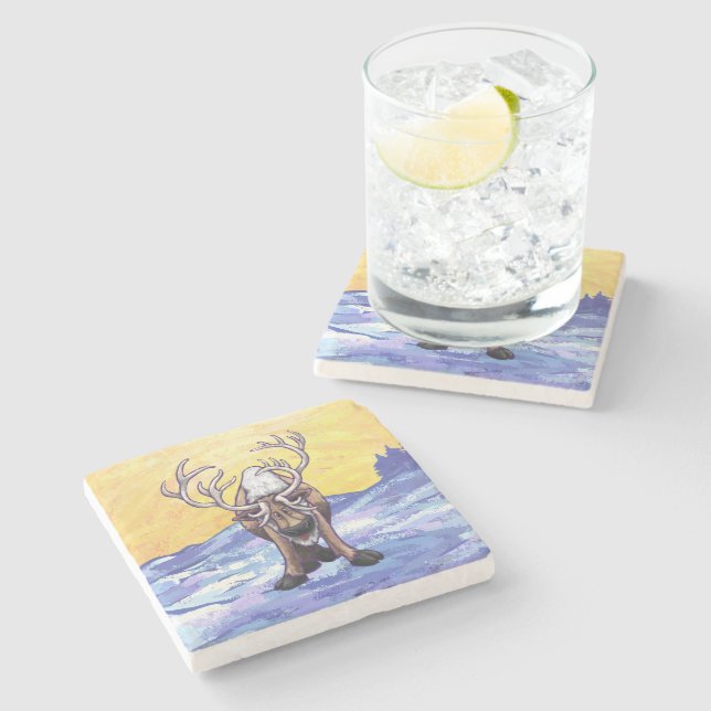 Reindeer Gifts & Accessories Stone Coaster (Side)