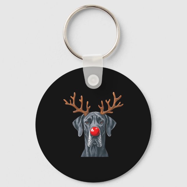 Reindeer Great Dane Christmas Great Dane Dog Mom D Keychain (Front)