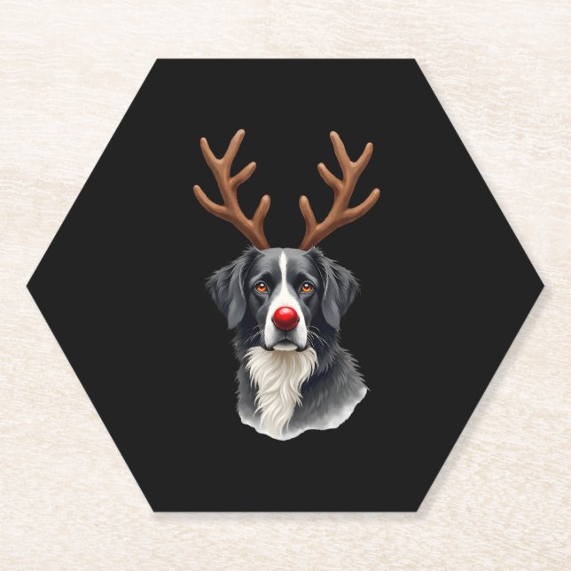 Reindeer Great Dane Christmas Great Dane Dog Mom D Paper Coaster (Front)
