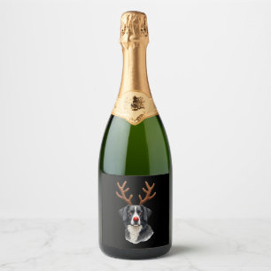 Reindeer Great Dane Christmas Great Dane Dog Mom D Sparkling Wine Label