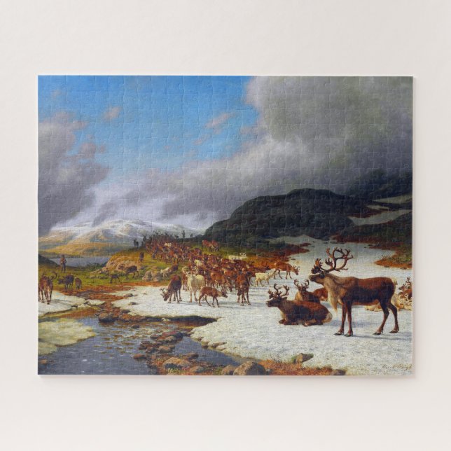 Reindeer Herd in the Mountains North of Røros  Jigsaw Puzzle (Horizontal)