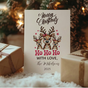 Reindeer Ho Ho Ho Christmas Holiday Card
