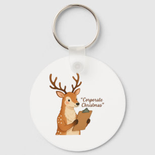 Reindeer holding clipboard & Corporate Christmas Keychain