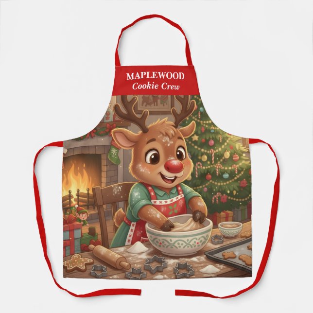 Reindeer Holiday Baking Apron (Front)