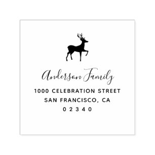 reindeer holiday return address self-inking stamp