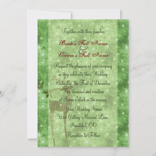 Reindeer Holiday Winter Wedding Invitation (Front)