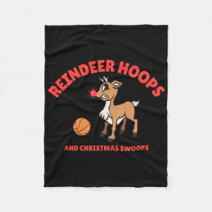 Reindeer Hoops And Christmas Swoops Basketball Chr Fleece Blanket