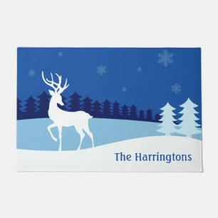 Reindeer Illustration custom name door mat