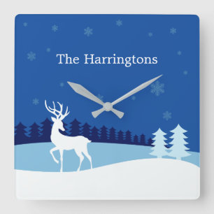 Reindeer Illustration custom name wall clock