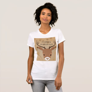 reindeer Illustration on a brown background T-Shirt