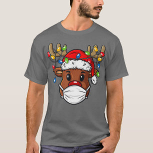 Reindeer In Face Mask Funny Xmas Merry Christmas 2 T-Shirt