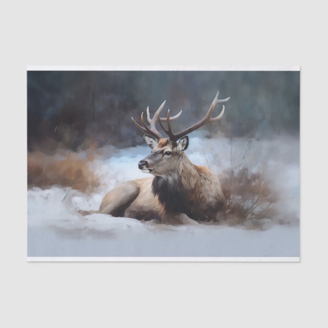 Reindeer in Snow 1 Decoupage Paper (Front)