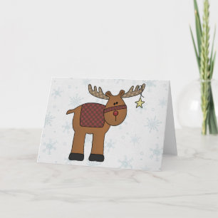 Reindeer in Snow Holiday Card