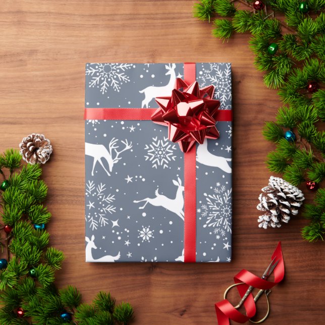 Reindeer In Snow Wrapping Paper (Holiday Gift)