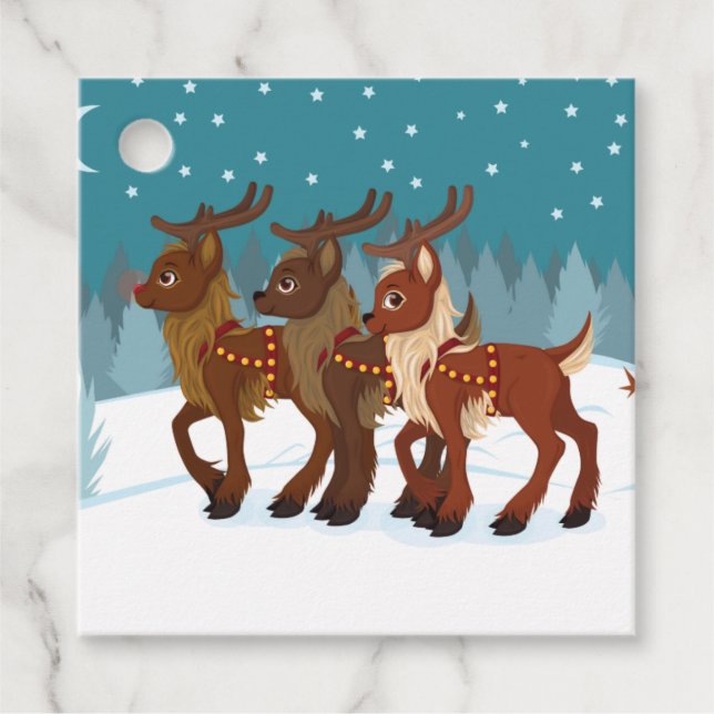 Reindeer in the Snow Favour Tags (Front)