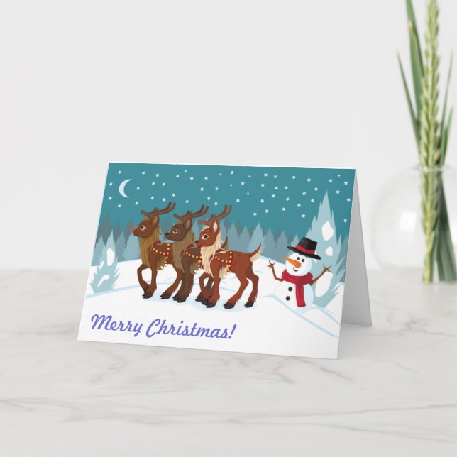Reindeer in the Snow Holiday Card (Front)