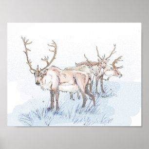 Reindeer in the Snow Print