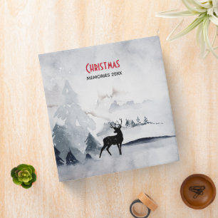 Reindeer in the Wild Grey Watercolor Christmas Binder