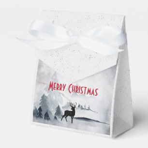 Reindeer in the Wild Grey Watercolor Christmas Favor Box